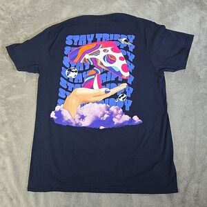 Mellow Mushroom Pizza Shirt Mens Medium Blue  Richmond Va Restaurant Casual